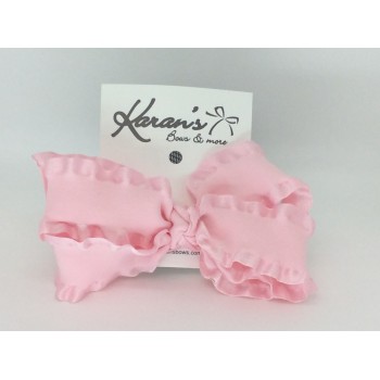 Pink (150 Pink) Double Ruffle Bow - 4 Inch